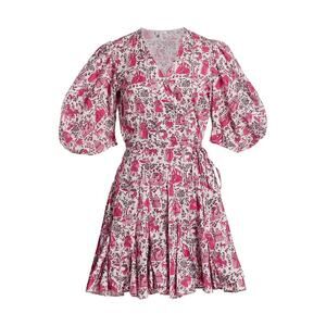 Rhode 'Claudine' Pink Wrap Short Sleeve Mini Dress Size XS